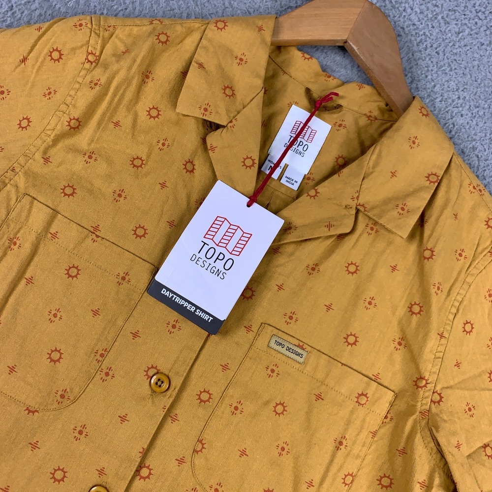 Topo Designs Daytripper Shirt Women's Medium M Goldenrod Sun Short Sleeve Camp